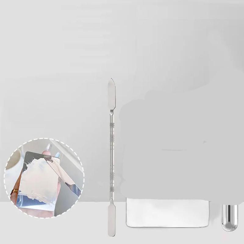 Makeup Foundation Brush Mixing Palette Stainless Steel Foundation Lipstick Eye Shadow Mixer Palette With Spatula Makeup Tools