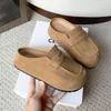Весенние туфли на платформе женские 2025 новая весна и осень туфли-лоферы на одной педали ретро универсальные повседневные с квадратным носком полушлепанцы