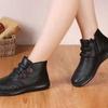 Winter Women Cotton Shoes Leather Waterproof Plus Velvet Thickened Walking Non Slip Warm Boots