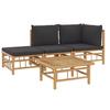 4PCS Patio Lounge Set with Dark Gray Cushions Modern Style Comfortable Garden Sofa Set