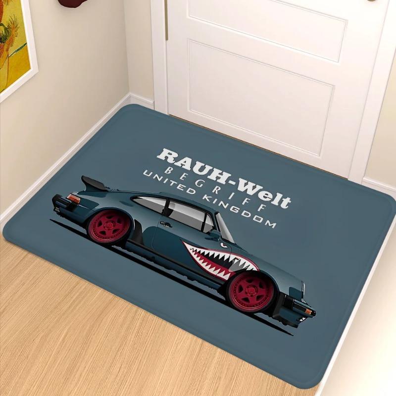 VIKAMA Car Pattern Printed Floor Mat - Durable And Stain-Resistant, Perfect For Entrance Hall Door Mats And Home Decoration