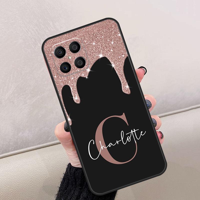 Персонализированный чехол с жидкими блестками и именем Для Honor Magic 5 Lite X7a X8a X9a X6 X7 X8 X9 8X 10 50 70 90 Lite Magic 4 Lite Обложка