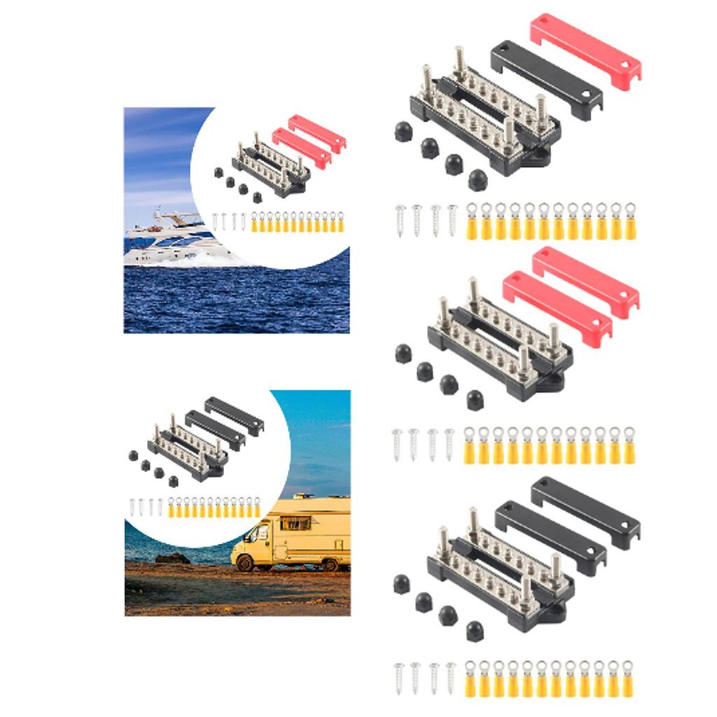 Power Distribution Block 6 Way Negative/Positive Insulated Busbar 150A Battery