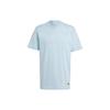 Solid Color Logo Patch Crewneck T-Shirt Men Tops Light-Blue IM0483