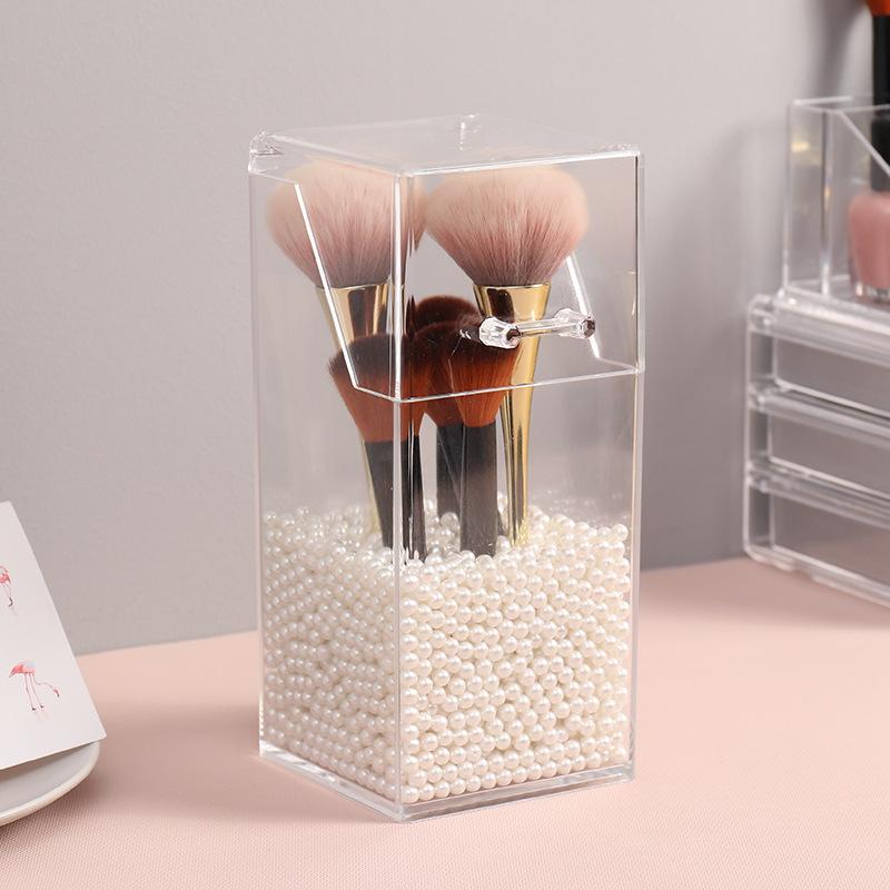 Transparent Acrylic Makeup Brush Holder Makeup Organizer Cosmetic Holder Pencil Lipstick Desk Container Table Makeup Storage Box
