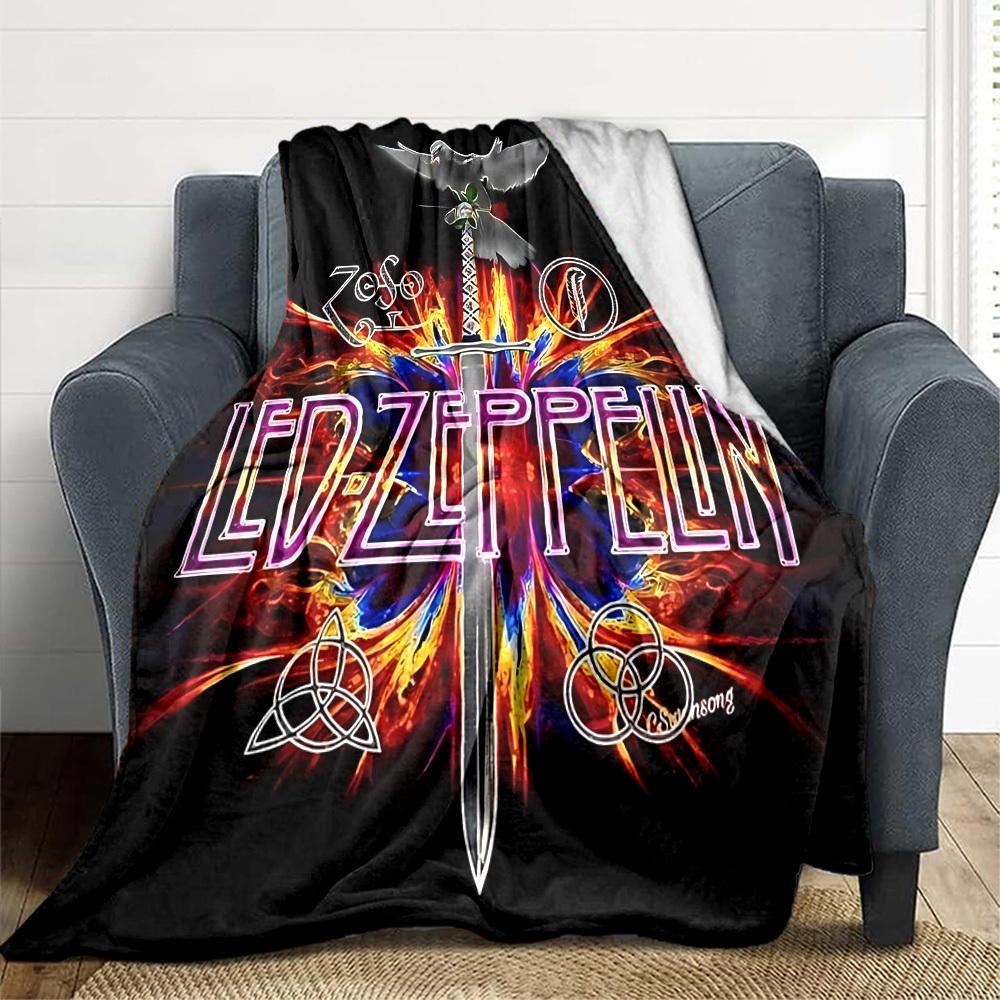1 шт. Плед LED ZEPPELIN Мягкий Теплый Всесезонный Плед для Дивана, Кровати, Машины, Офиса Яркий Цветной Дизайн, Прочный и Уютный Подарок
