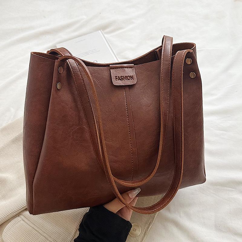 Сумка-тоут в стиле ретро, вместительная, для поездок на работу, сумка-тоут в новом стиле, с текстурой Майяра, свободная сумка через плечо