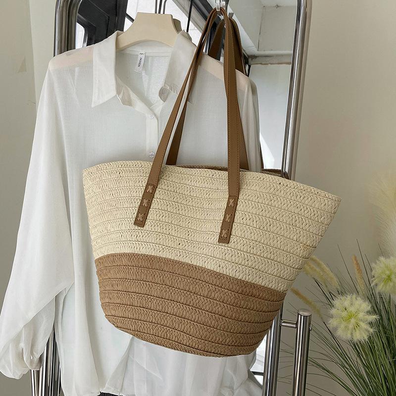 Ретро плетеная сумка из соломы женская новая летняя модная сумка на плечо плетеная пляжная сумка большая вместимость сумка-тоут
