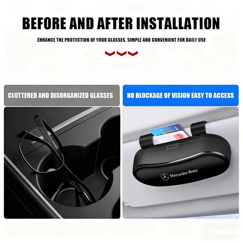 Car Sun Visor Sunglasses Glasses Case Storage Clip Box Tire Valve For For Mercedes Benz AMG W203 W206 W220 W205 W211 W212 W201 CA1