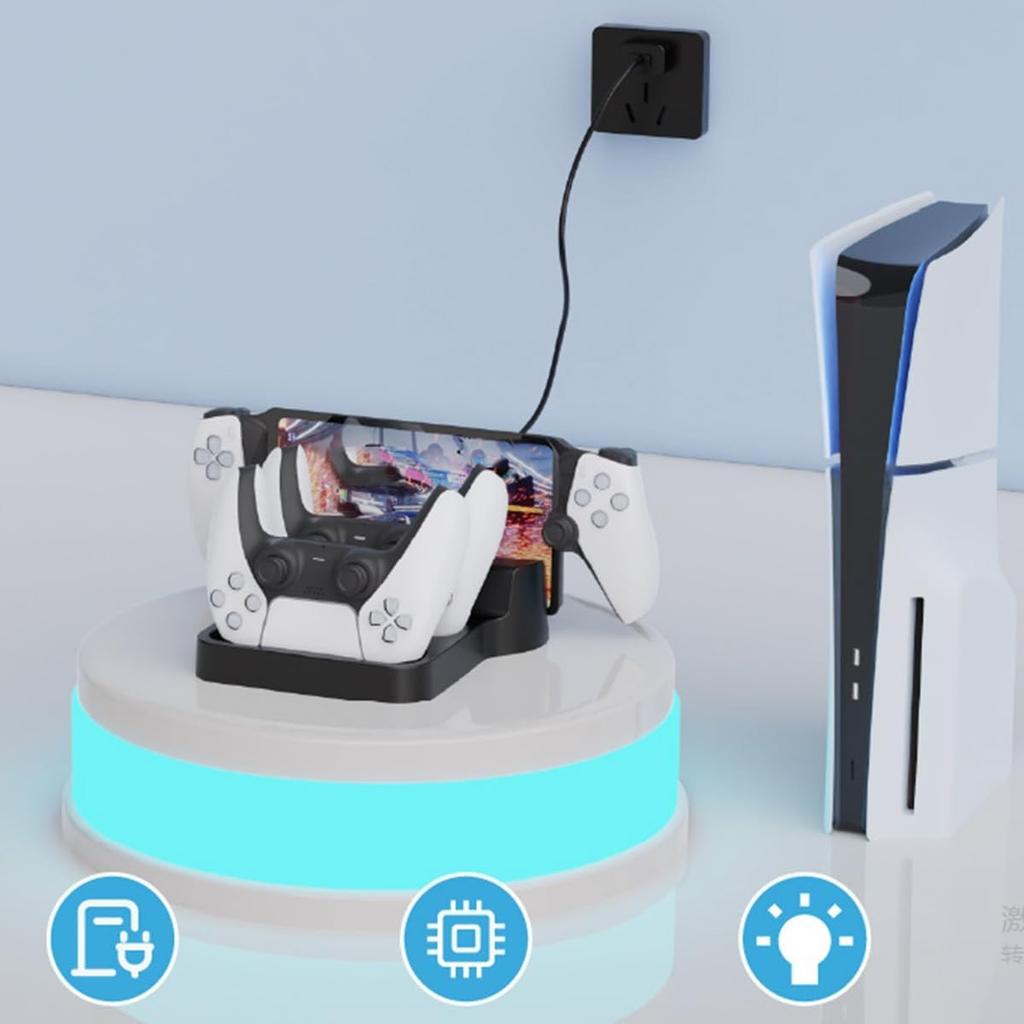 Playstation5 Portal Charging Dock, 3 In 1 Charging Dock Station Stand for Playstation5 Portal Remote Player for PS5 Controller Charger Dock Base Kit