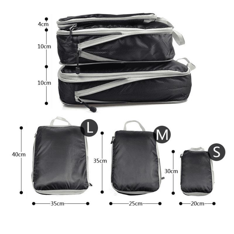 3Pcs/set Waterproof Travel Storage Bag Handbag Convenient Portable Foldable Compressible Packing Cubes Luggage Organizer Bags