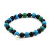 Stones and Minerals. Bracelet Chrysocolla Beads + Black Agate 8 Mm. Made In France.