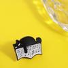 Breastpin Black Cat Enamel Pin Purring Kitten Beating Note Brooch Cool Piano Cat Badge  Gift