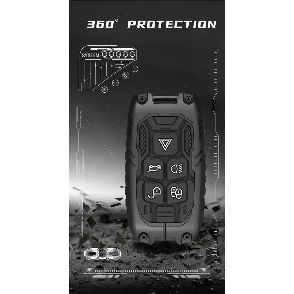 Heavy Metal Key Fob Cover Case Protector For Land Rover, Keychain, Accessories For 2010-2017 Land Rover Range Rover Evoque, 12-15 LR2 LR4 Discovery &
