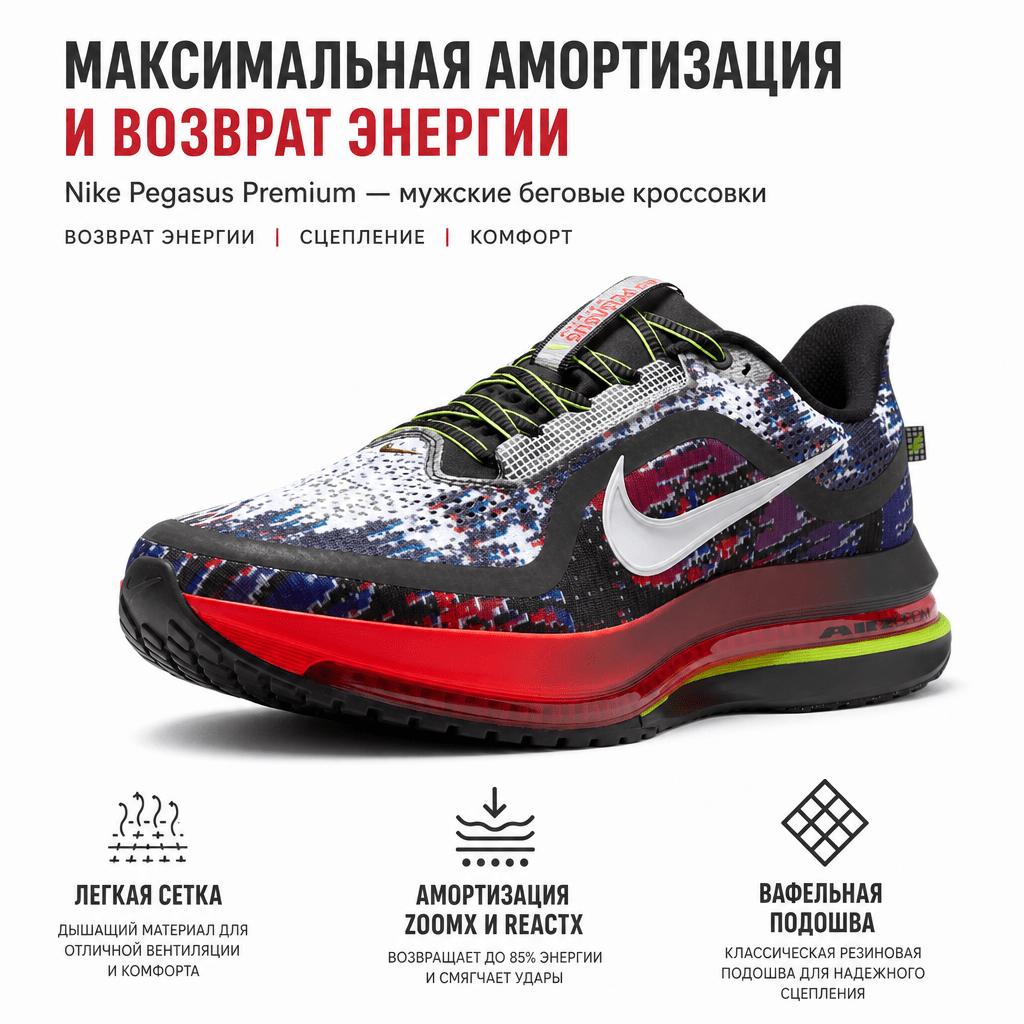 Nike Кроссовки Pegasus Premium Multi-Pixel Мужские Мультиколор Вольт Металлик-Золотой IM6778-902