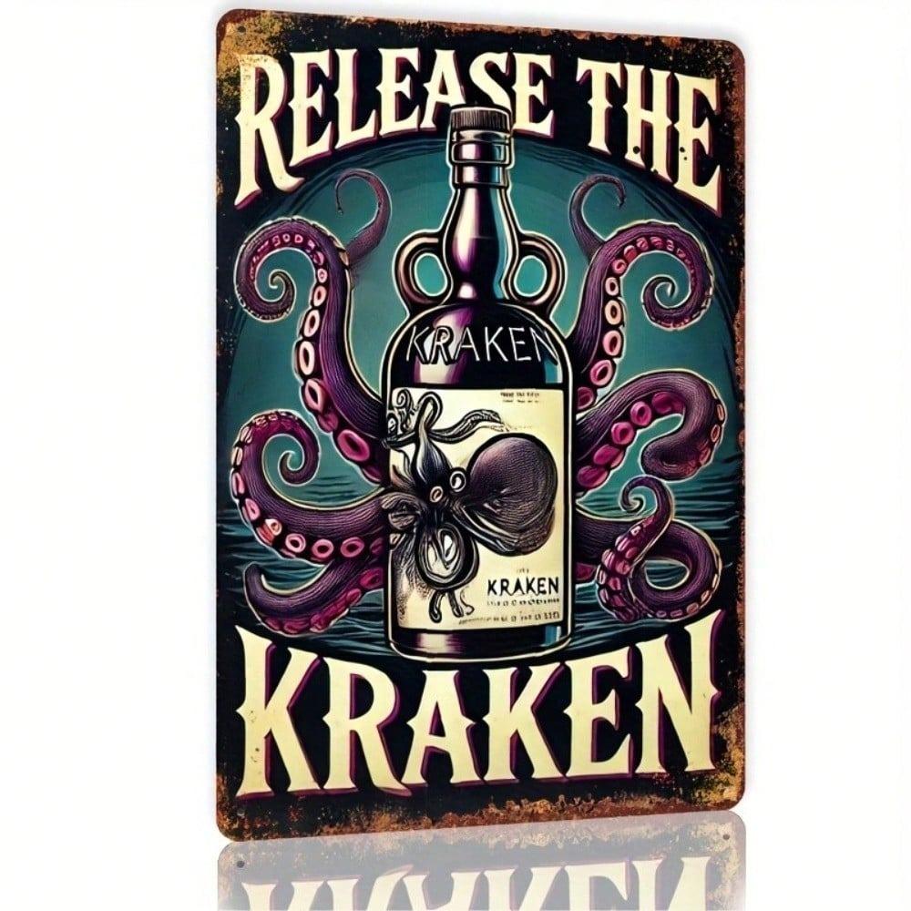 Винтажная металлическая вывеска Kraken Rum, антикварный металлический настенный декор, для бара, паба, мужской комнаты, дома, 8x12 дюймов