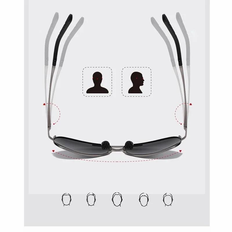 Авиационные солнцезащитные очки с металлической оправой, поляризованные, мужские, меняющие цвет, очки-пилоты, мужские, для дневного и ночного видения, для вождения