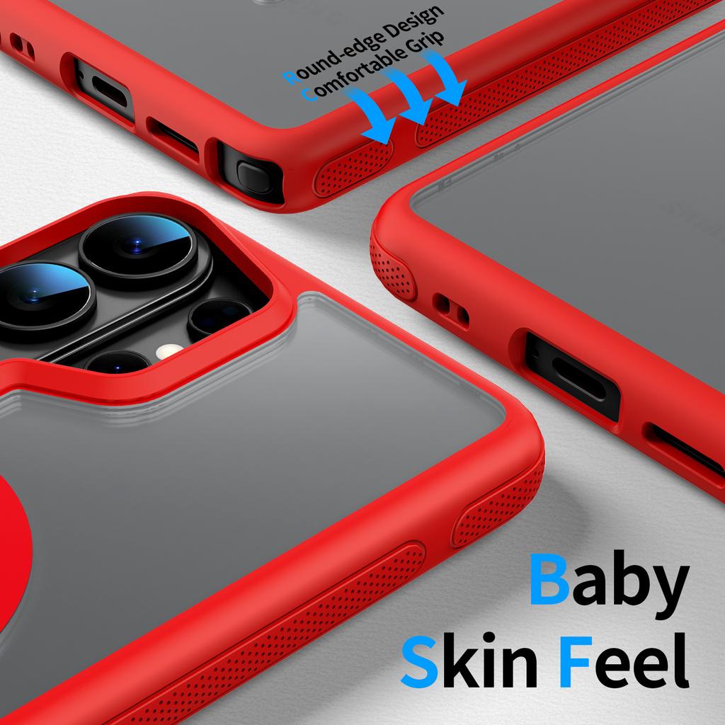 Чехол для Samsung S26 plus ultra Матовая текстура кожи полупрозрачный Магнитная защитная крышка Беспроводная зарядка Защита от отпечатков пальцев