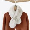 Soft Waxy Wind Thickened Solid Color Fluffy Scarf To Keep Warm Imitation Rex Rabbit Hair Cross Scarf Plush Collar Women