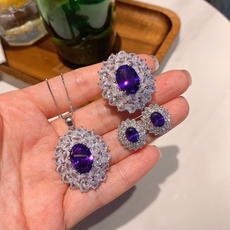 Sace Gems Классические кольца из медного сплава с цирконием, серьги, кулон, ожерелье, комплекты ювелирных изделий, подарки для свадебной вечеринки
