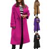 Женское осенне-зимнее пальто с лацканами, свободный длинный стиль, сплошной цвет, толстый кардиган, теплые ветрозащитные карманы, двойные пуговицы, женское пальто с длинным рукавом, верхняя одежда