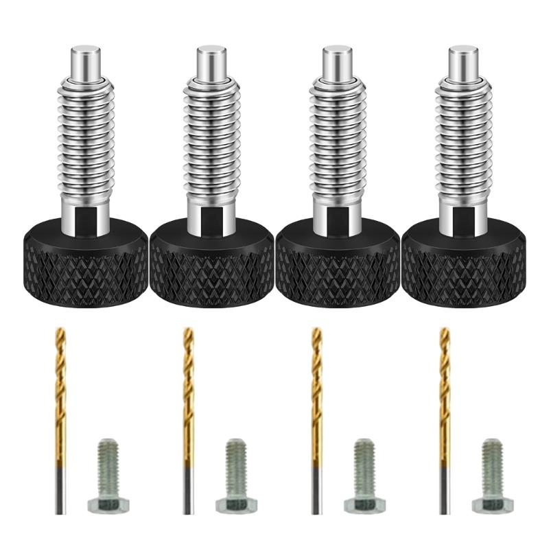 Pack of 4 M6 Knurled Handle Quick Releases Pin Stainless Steel Spring Plunger Locking Screw for Industrial Use