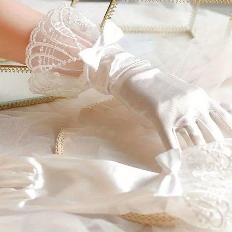 Wedding Date White Short Gloves Ladies Bride Accessories