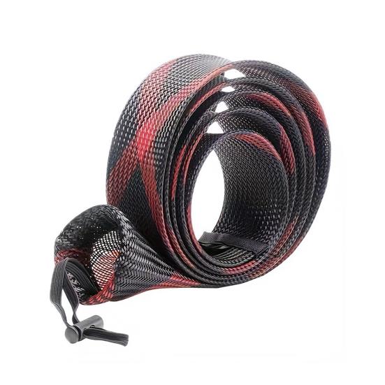 8Pcs 170CM Fishing Rod Sleeve with Lanyard PET Scalable Braided Mesh Fishing Rod Cover Foldable Stretch Fishing Pole Protector Fishing Accessories