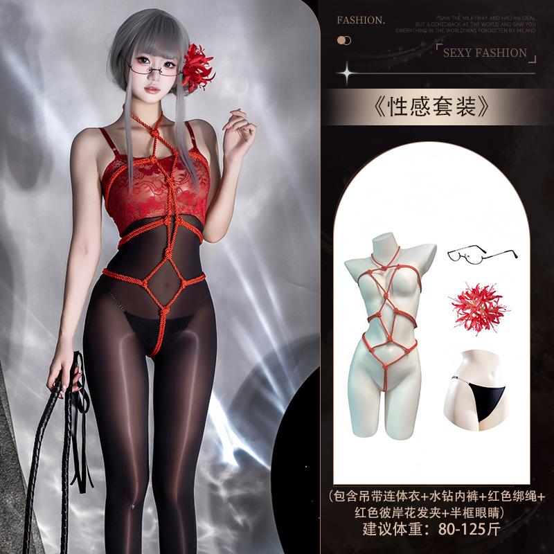 Sexy sexy lace tube top suspender one-piece stockings ultra-thin silky smooth and shiny perspective temptation crotch fun