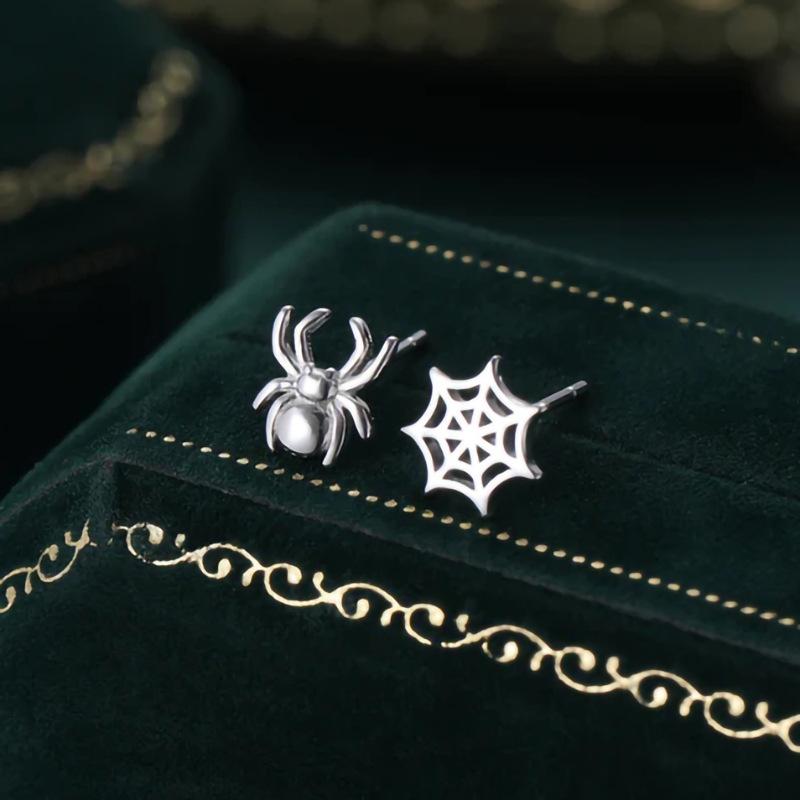 Fashion Funny Earrings, Spider Web Holiday Earrings, Premium Metal Halloween Earrings