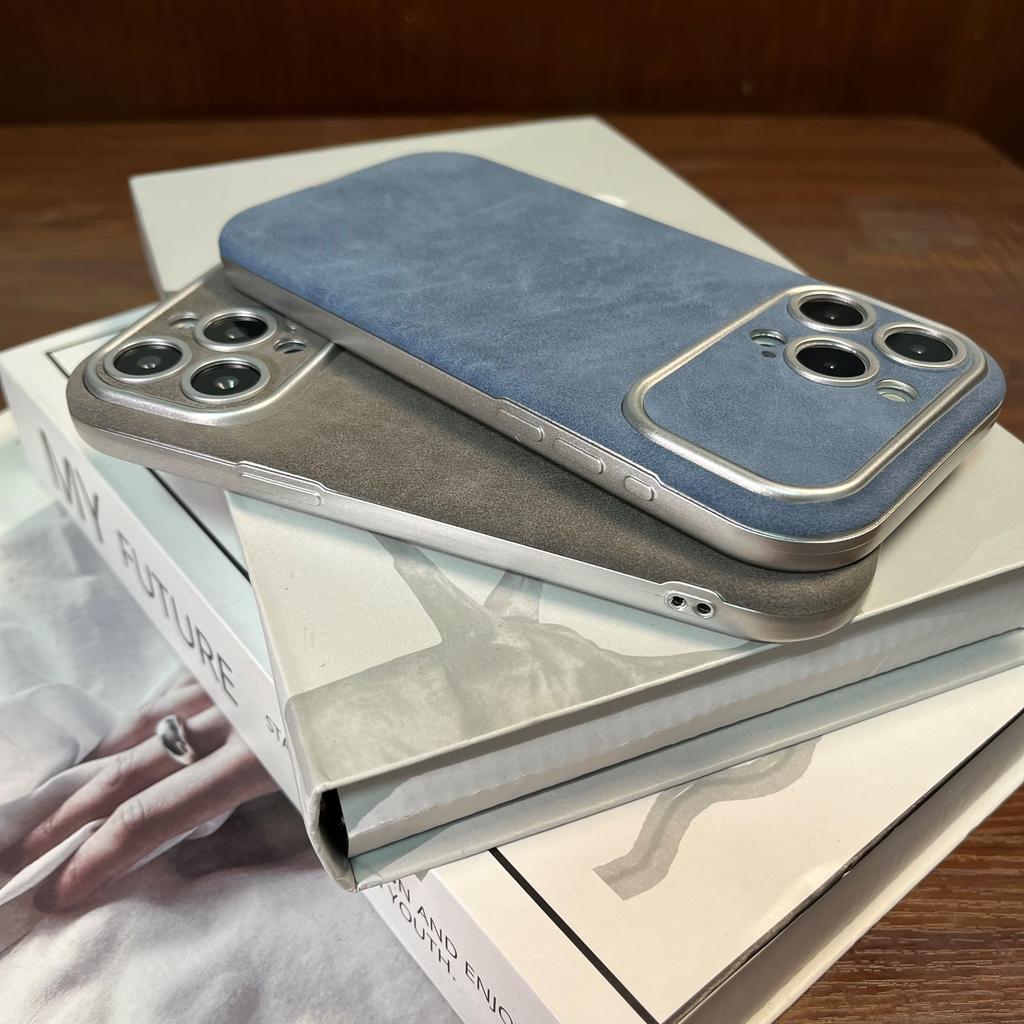 Matte Suede Leather Phone Case For iPhone 16 15 14 13 12 11 Pro Max Plus Lambskin Camera Protection Shockproof Bumper Soft Cover
