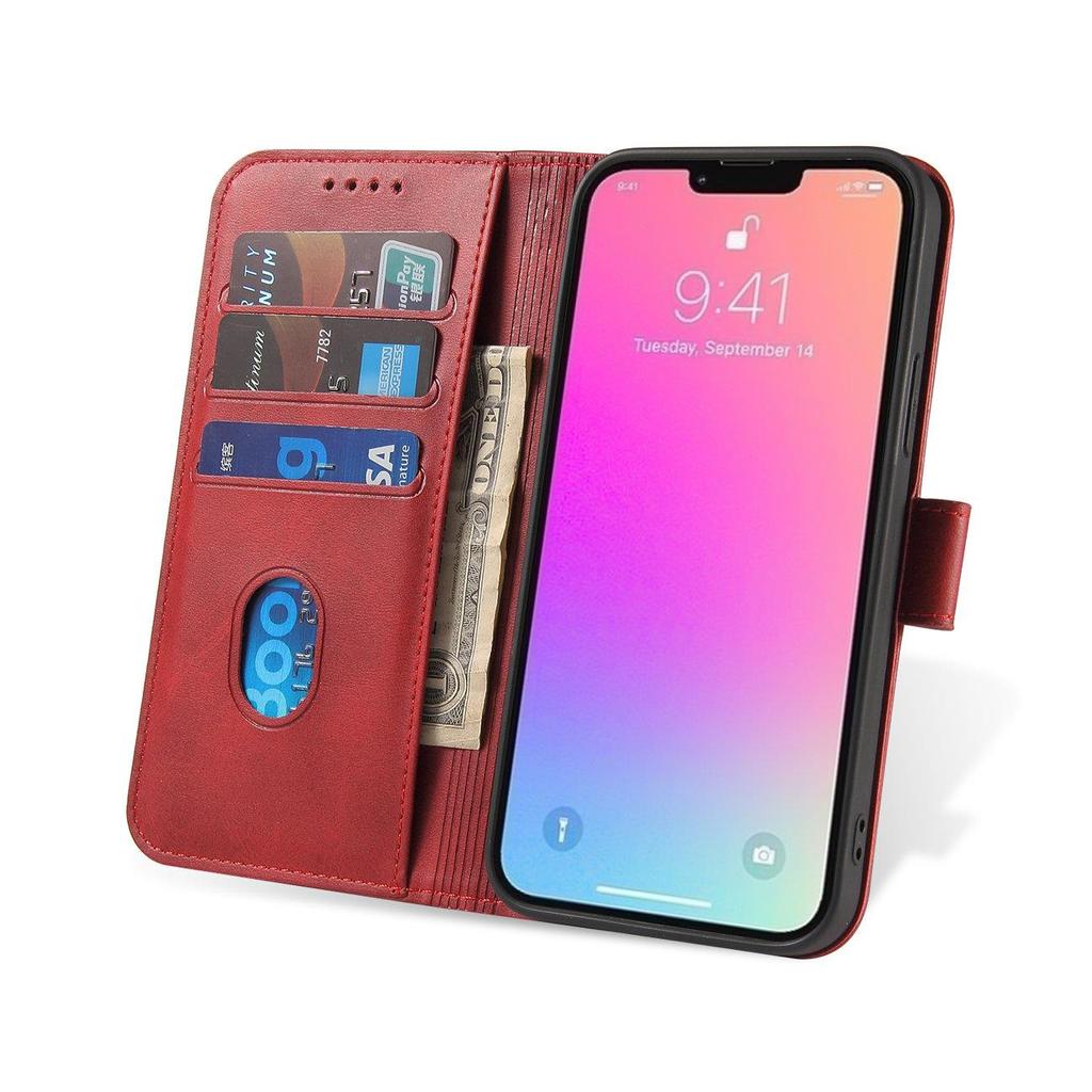 Samsung Galaxy S23 Ultra Magnetic Wallet Case with Stand - Red
