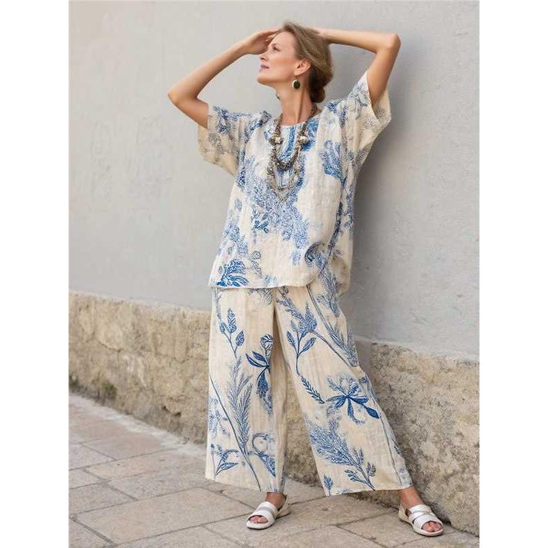 1116 European and American new bohemian women's round flower casual suit spot Y1