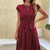 Women's Skirts In Summer Fake Women's Clothing Lines with Solid Color Fold Dress