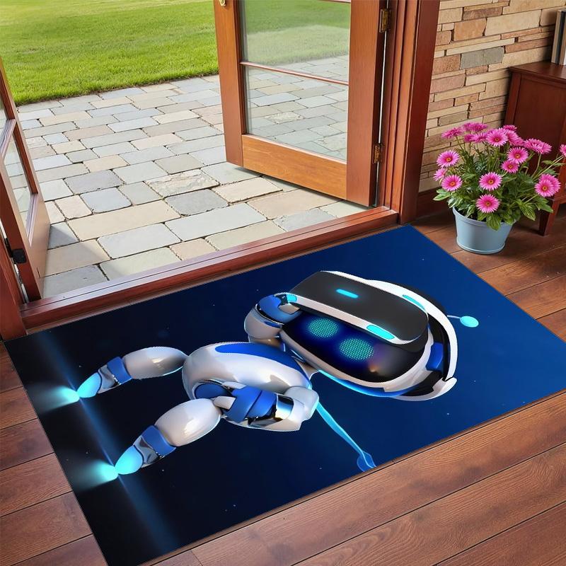 Anti‑Slip Crystal Velvet Floor Rug, Astro Bot Design Carpet for Indoor Living Bedroom Home Decoration