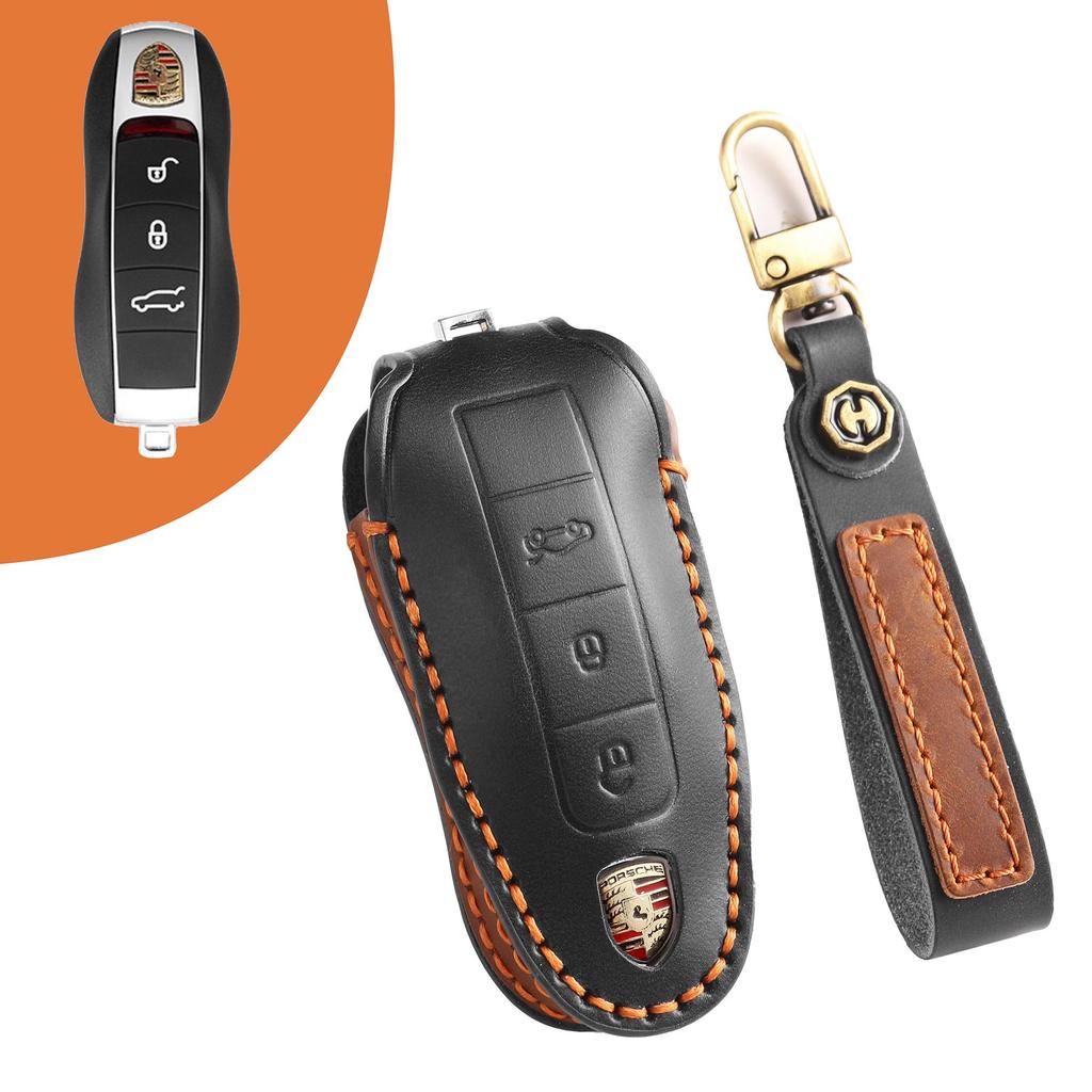Роскошный кожаный чехол для ключа для Porsche Cayenne, Macan, 718, Panamera и 911