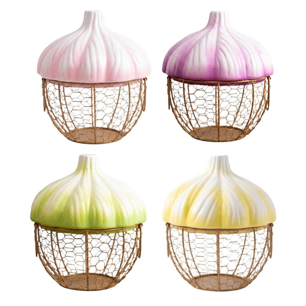 Egg Basket Ginger Garlic Storage Basket Decorative Portable with Handles Versatile Fresh Egg Holder Ceramic Holder for Ginger