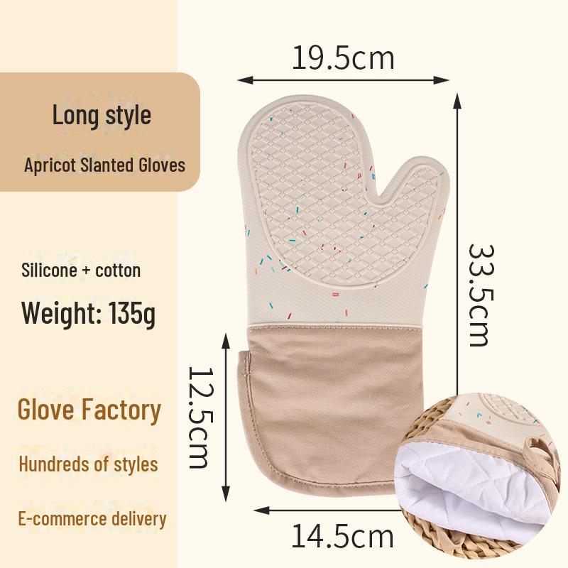Набор силиконовых противоожоговых перчаток для духовки с хлопковой подкладкой - толстая изоляция для выпечки и микроволновки