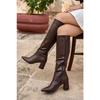Omni Black Pointed Nose Thick -base Long Woman Boots