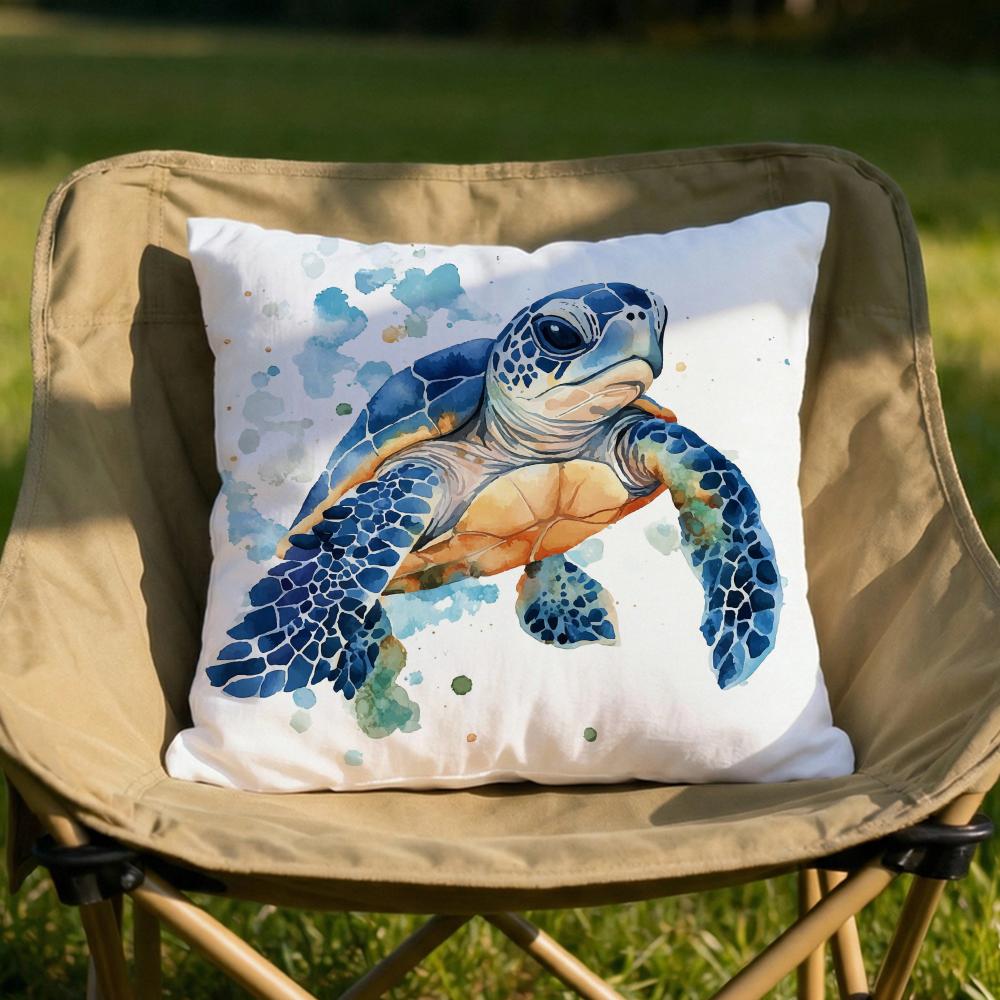 Watercolor Sea Turtle Cushion Cover Soft Reversible Durable Pillow Cover MultiScene Use for Home Car Daily Comfort