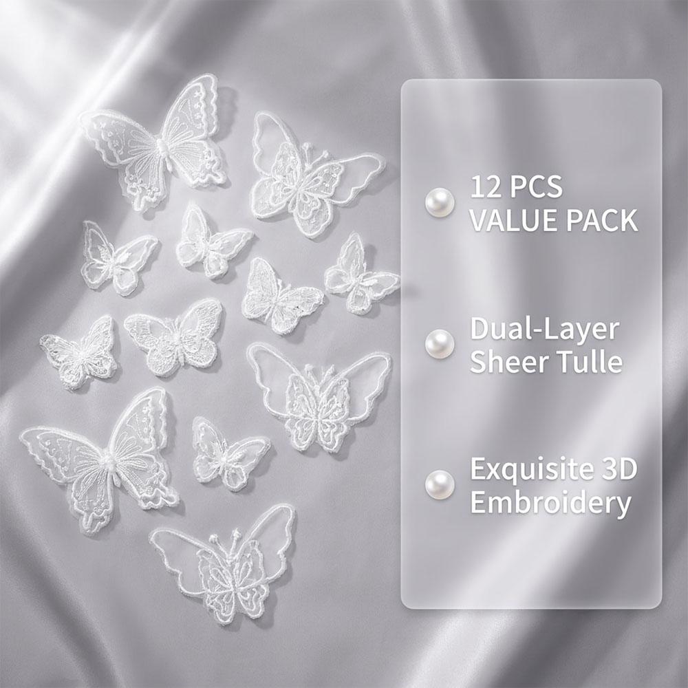 Наклейки «Белая бабочка», набор из 12 великолепных дизайнов, 12 разных стилей белых бабочек,