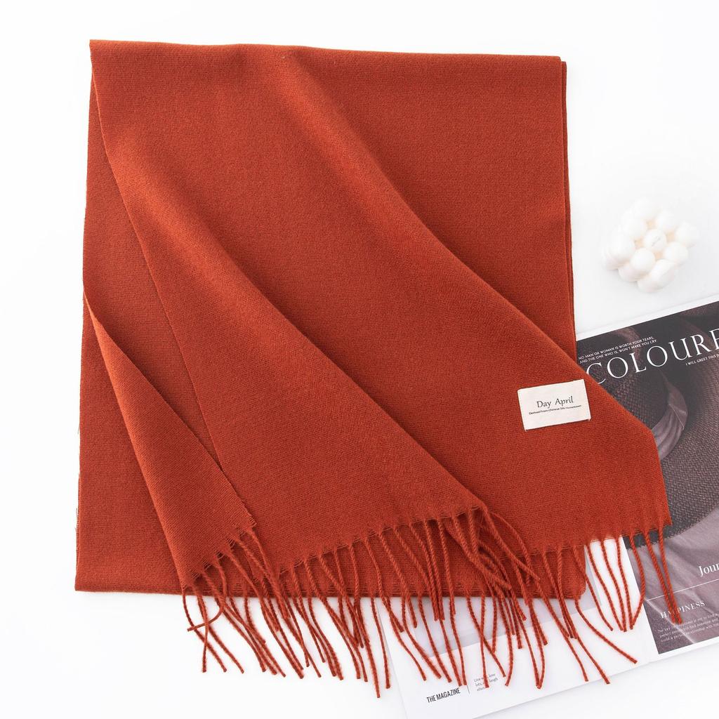 Solid Color Imitation Cashmere Scarf Women's Winter Warm Shawl Neck Scarves