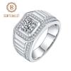 Gb 925 Sterling Silver White Gold Plated Moissanite Ring For Men 1 .0ct 6 .5mm Moissanite Diamond Men 'S Wedding Ring