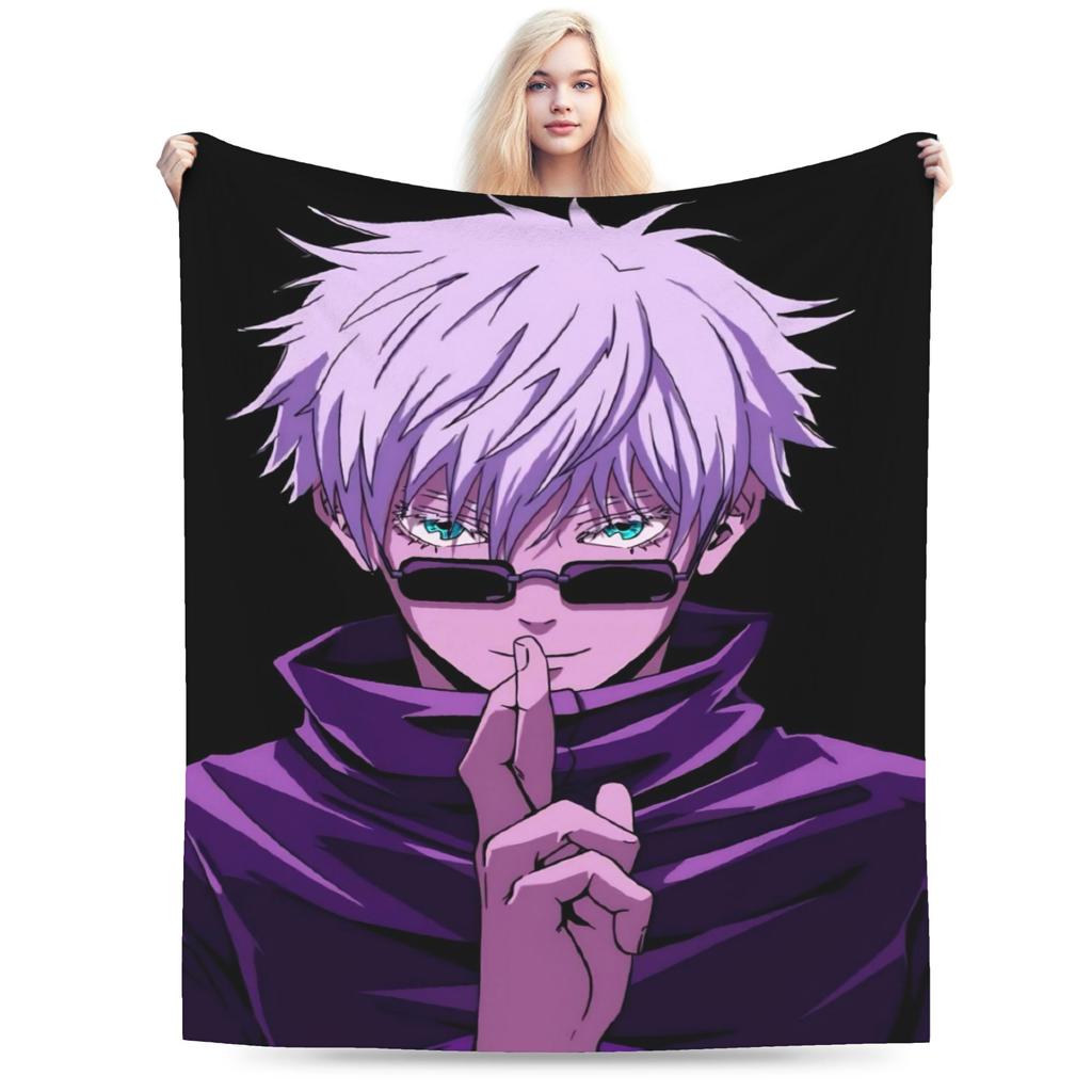 Warm Cozy Blanket Picnic Gojo Satoru Bedding Throws Novelty Bedspread For Couch Bed