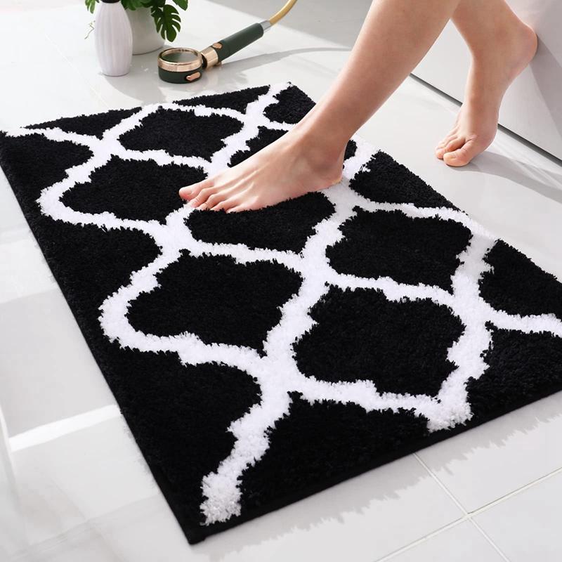 Olanly Shower Pad Non-Slip Bedroom Wash Carpet Absorbent Bath Mat Bathroom Rug Soft Thick Living Room Plush Foot Mat Floor Decor