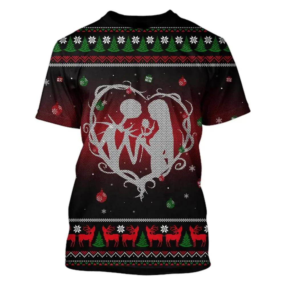 Мужская футболка на Новый год, Рождество, с круглым вырезом, одежда для косплея, HD 3D-принт, повседневная рубашка с коротким рукавом, свободный уличный топ в стиле хип-хоп