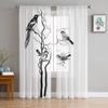 Bird On Branch Sheer Curtains For Bedroom Living Room Tulle Curtains For Kitchen Window Voile Curtains