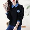 Spring and Autumn Women's Fashion Straight Casual Lapel Sweatshirt