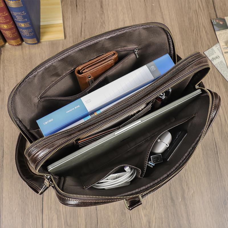 Портфель из натуральной кожи CONTACT'S, наплечные сумки-мессенджеры для мужчин, большая вместительная сумка для ноутбука 14,2 дюйма, мужская дорожная деловая сумка