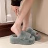 Новые женские пушистые тапочки большого размера 2025 года, корейская версия, короткая верхняя одежда, толстая подошва для увеличения роста, универсальные хлопковые тапочки на одной перемычке